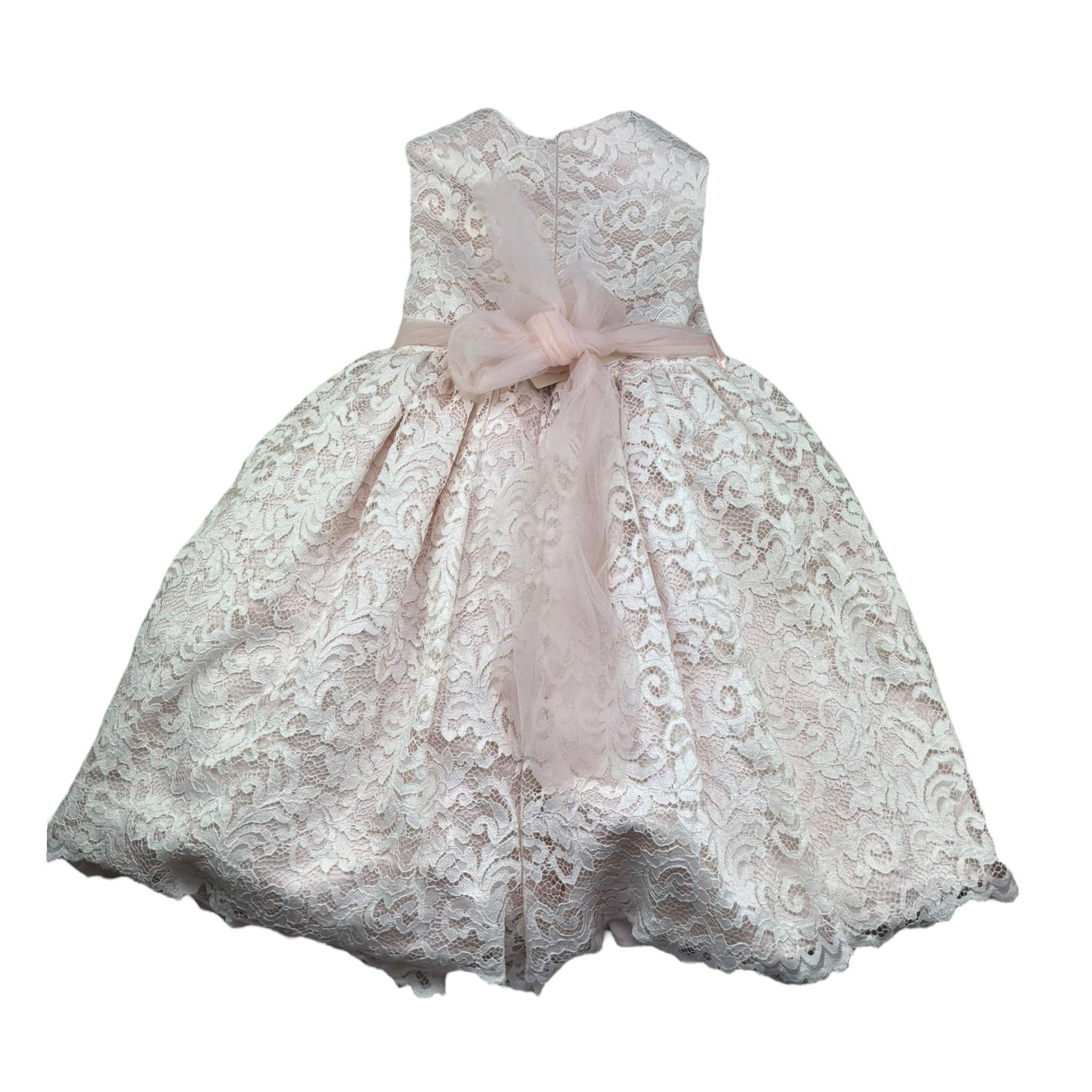 Le Bellissime di Allegra Abito Mezza Manica Tinta Unita con Ricami per Bambina A0435AJ ROSA LE BELLISSIME DI ALLEGRA 