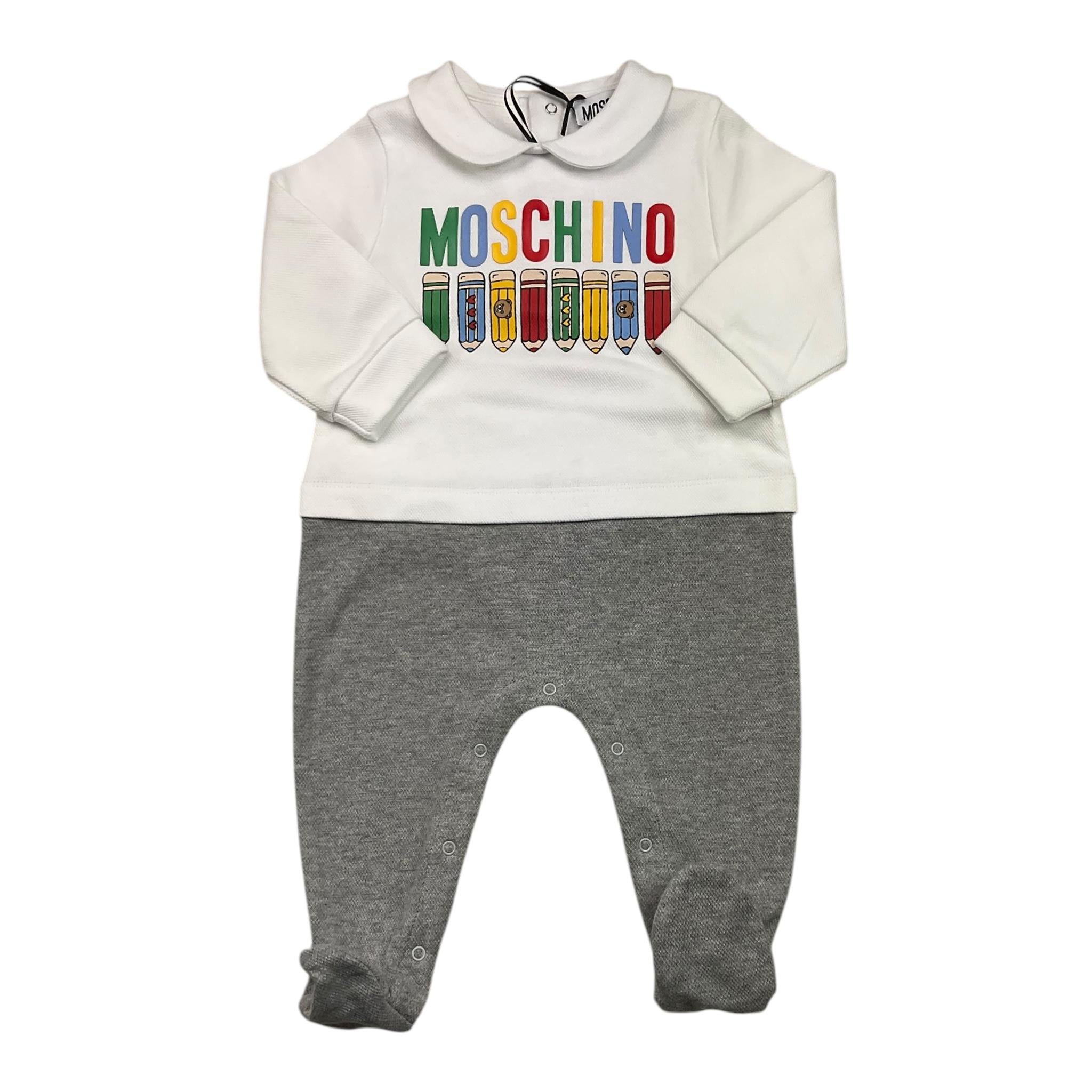MOSCHINO tutina bicolore con stampa Bianco/grigio per Neonato MNY06Z BIANCO/GRIGIO MOSCHINO 