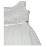 Les Gamins Abito Giromanica Tinta Unita con Tulle per Bambina 23101 BIANCO LES GAMINS 