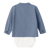 Name.It Baby-Jungen Einfarbig Langarm Body Shirt Blau