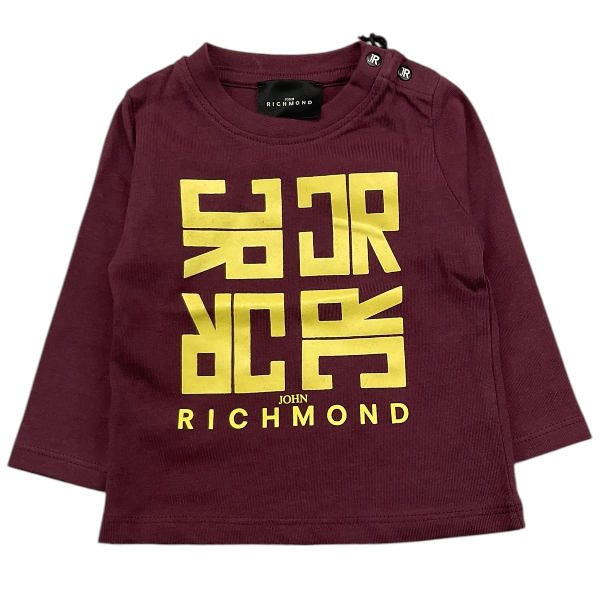 JOHN RICHMOND shirt girocollo tinta unita con stampa in contrasto Bordeaux per Neonata RIA25088TS BORDEAUX JOHN RICHMOND 