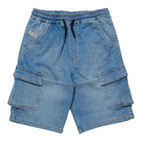 Diesel Bermuda Denim Einfarbig Elastische Taille Hellblau Für Jungen