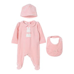 LIU JO set tutina tinta unita con cappello e bavetta in ciniglia Rosa per Neonata HF4001 ROSA LIU JO 