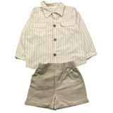 Valentina Bebes Zweifarbiges Shirt-Bermuda-Set Weiß/Beige Für Neugeborene