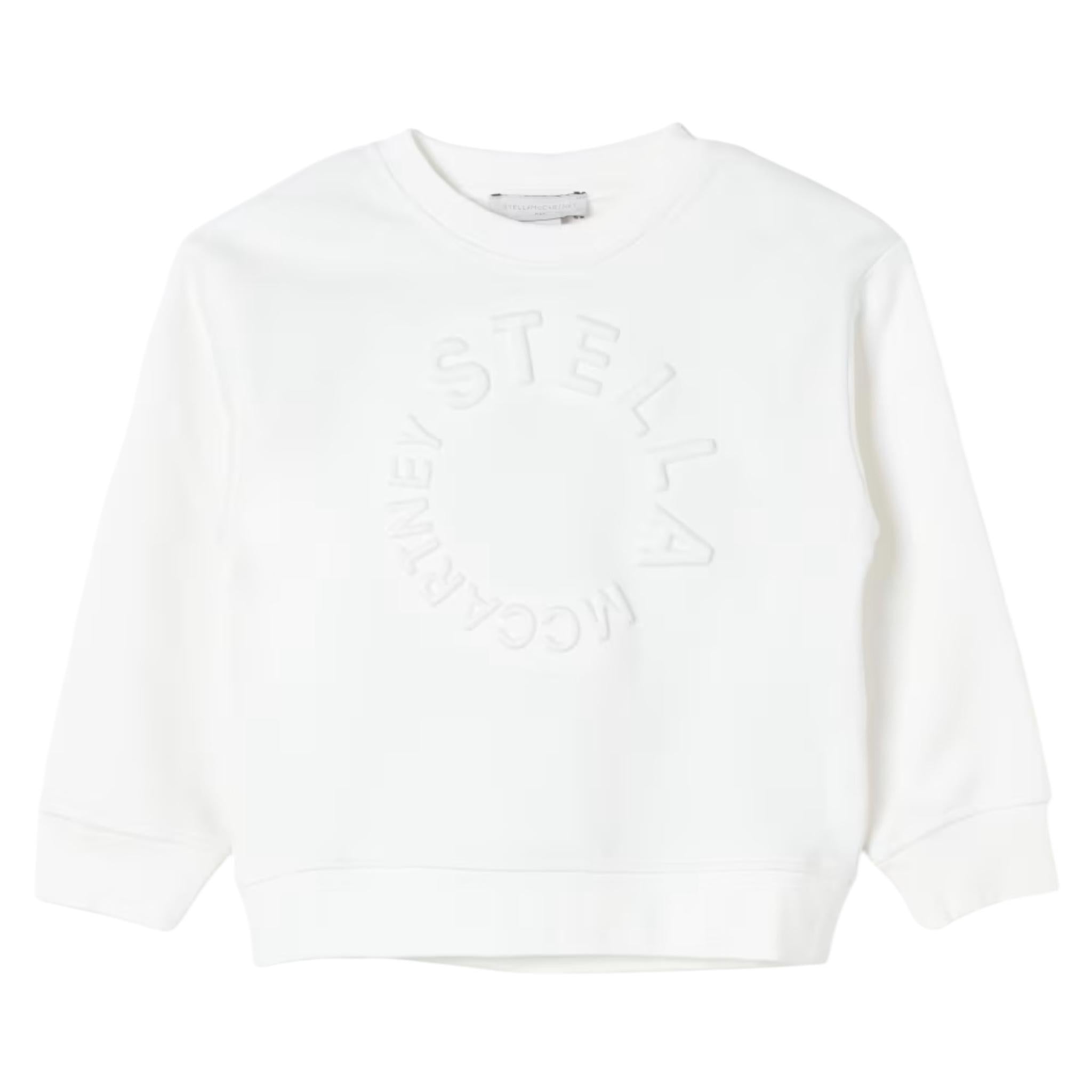 STELLA McCARTNEY felpa chiusa girocollo tinta unita con logo Bianco per Bambina TV4P30 BIANCO STELLA McCARTNEY 