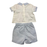 Patachou Complete T-Shirt-Bermuda Zweifarbig Weiß/Blau Für Neugeborene