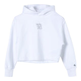 Calvin Klein Closed Crop Hoodie mit Glitzerprint Weiß für Mädchen