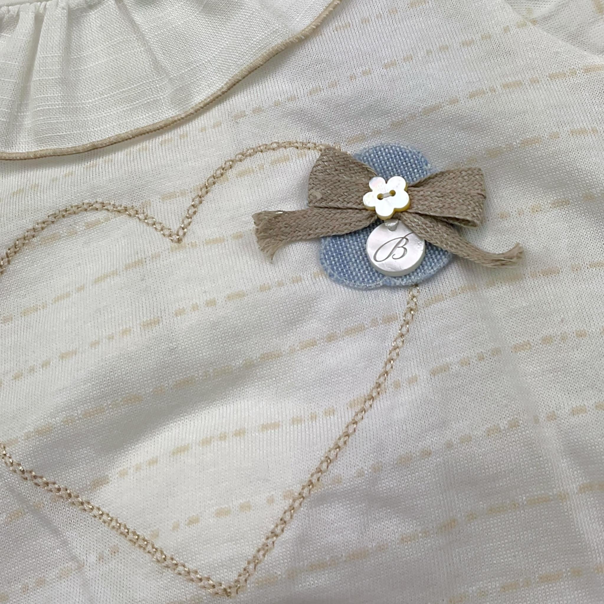 Barcellino Pagliaccetto Tinta Unita con Colletto E Stampa per Neonata 9419 BIANCO BARCELLINO 