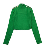 MET maglia mezzo collo tinta unita a costine Verde per Bambina ME536 VERDE MET 