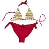 Sundek Bikini-Set, einfarbig, mit Dreiecksmuster, pinkfarbener Slip für Mädchen