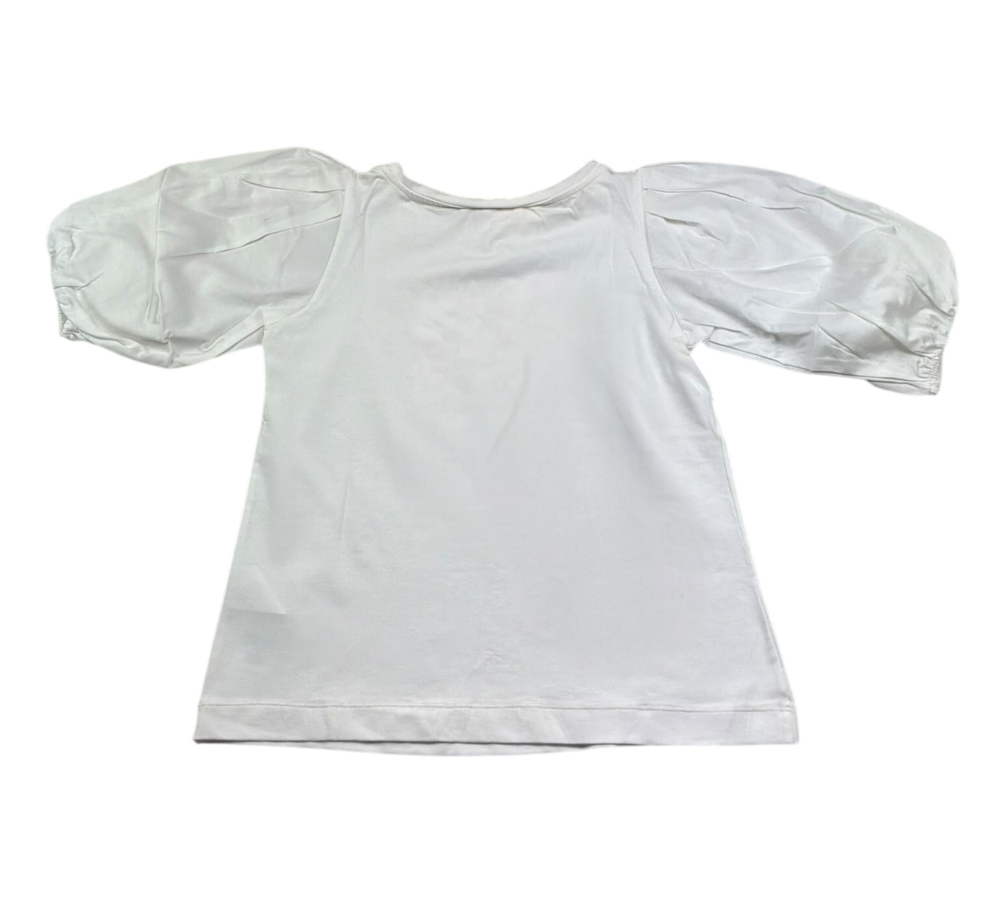 Monnalisa T-Shirt Girocollo Tinta Unita con Stampa per Bambina 715601S1 BIANCO MONNALISA 