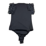 Met Body Tinta Unita Mezza Manica con Brillantini per Bambina ME322 NERO MET 