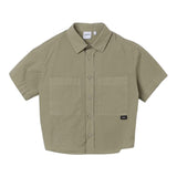 Aspesi Grünes Button-Down-Hemd mit halblangen Ärmeln für Mädchen