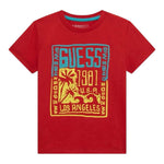 Guess T-Shirt Gircollo Tinta Unita con Stampa per Neonato N5GI16K8HM4X ROSSO GUESS 