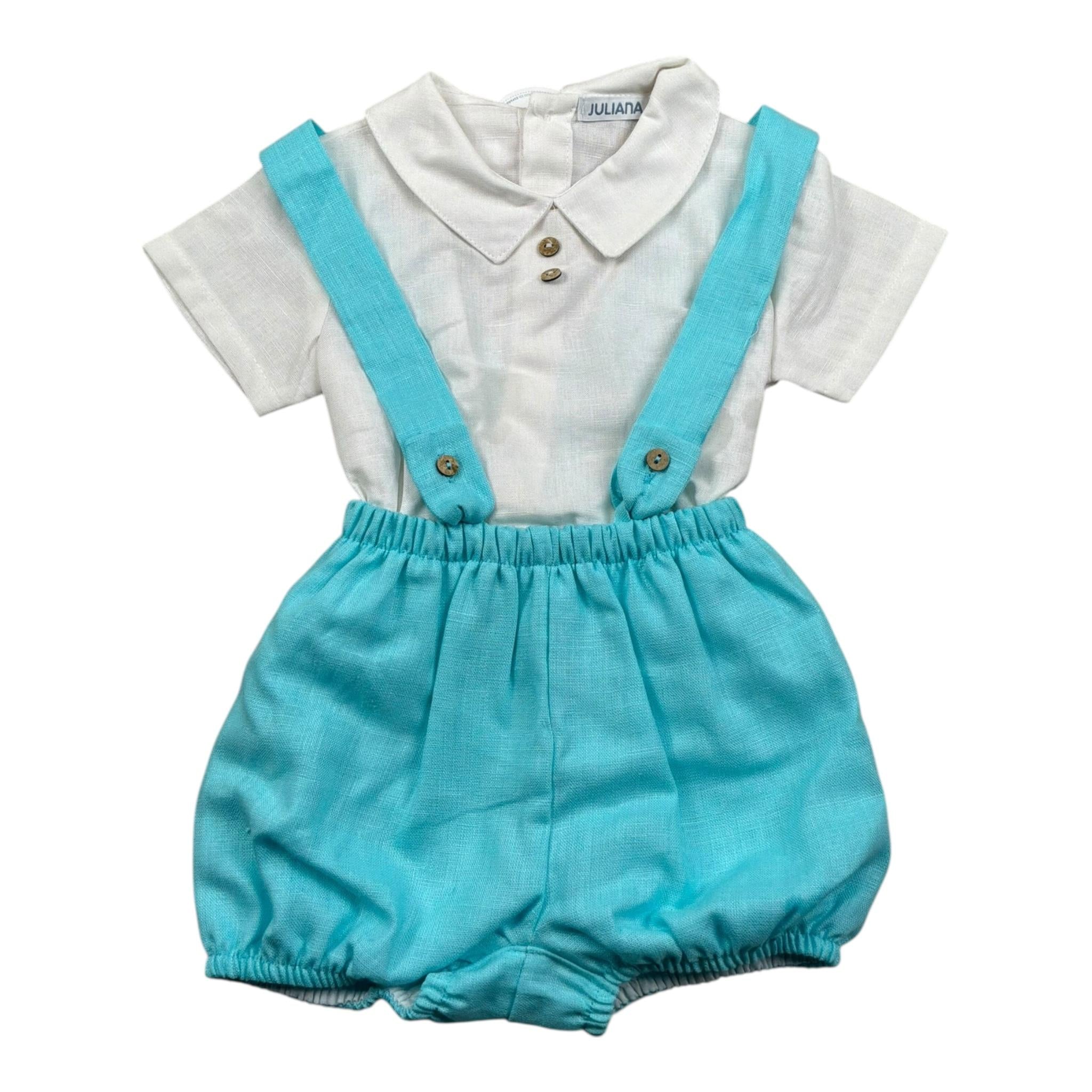 Juliana Completo 2 Pezzi Camicia-Salopette per Neonato 25198 TURCHESE JULIANA 