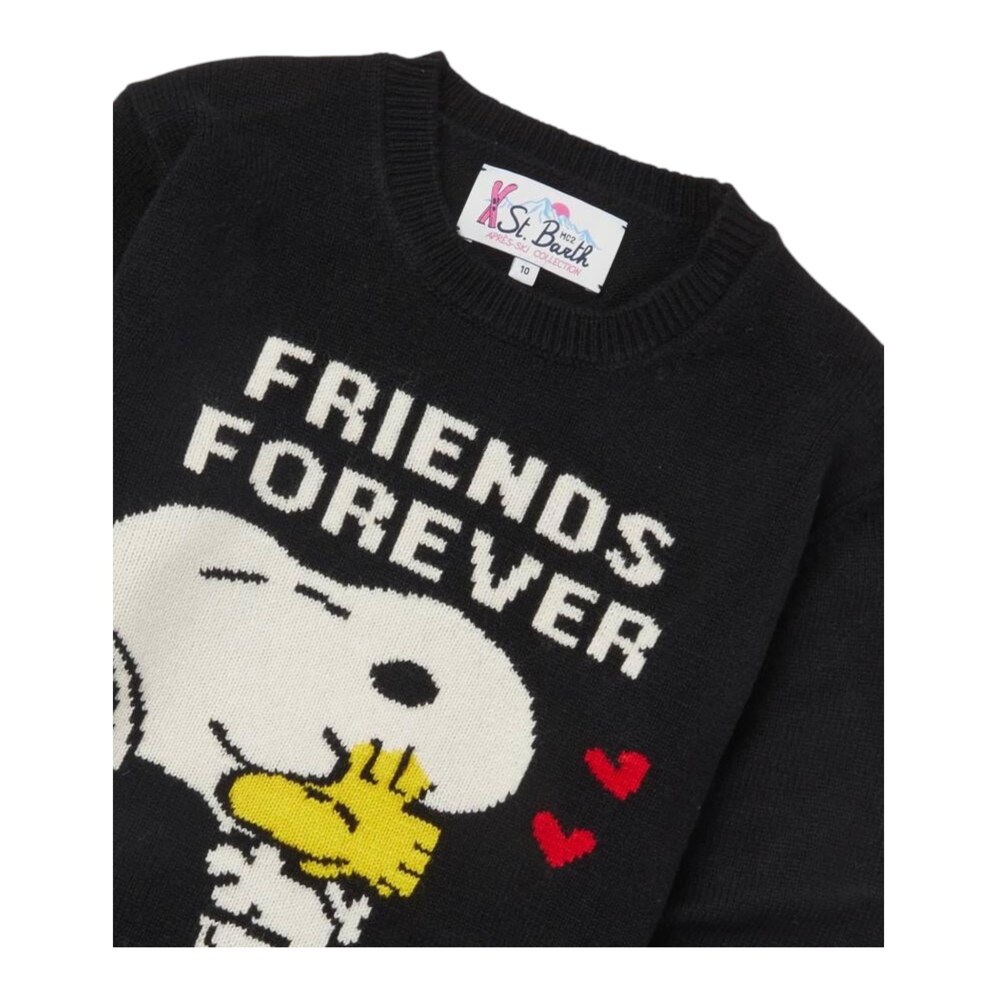 SAINT BARTH maglia girocollo tinta unita con stampa snoopie Nero per Bambina PRC0001 NERO SAINT BARTH 