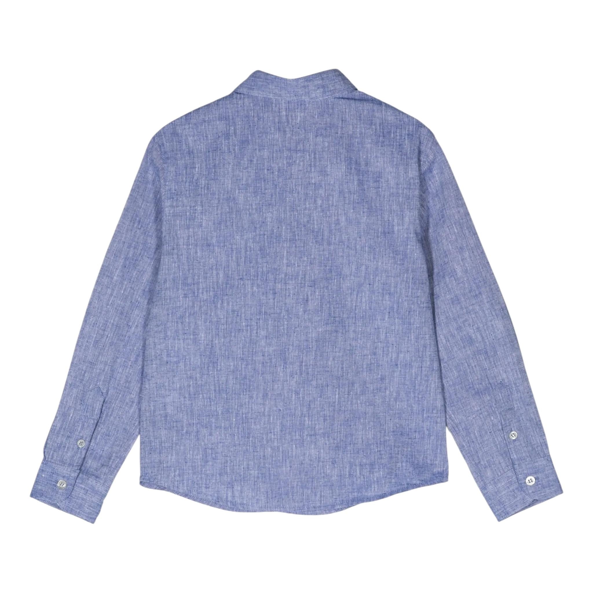 Emporio Armani Camicia Tinta Unita con Manica Lunga E Microfantasia per Bambino 3D4CJDX AZZURRO EMPORIO ARMANI 