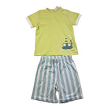 Chicco Komplett 2-teiliges T-Shirt-Bermuda, zweifarbig, grün/blau, für Neugeborene