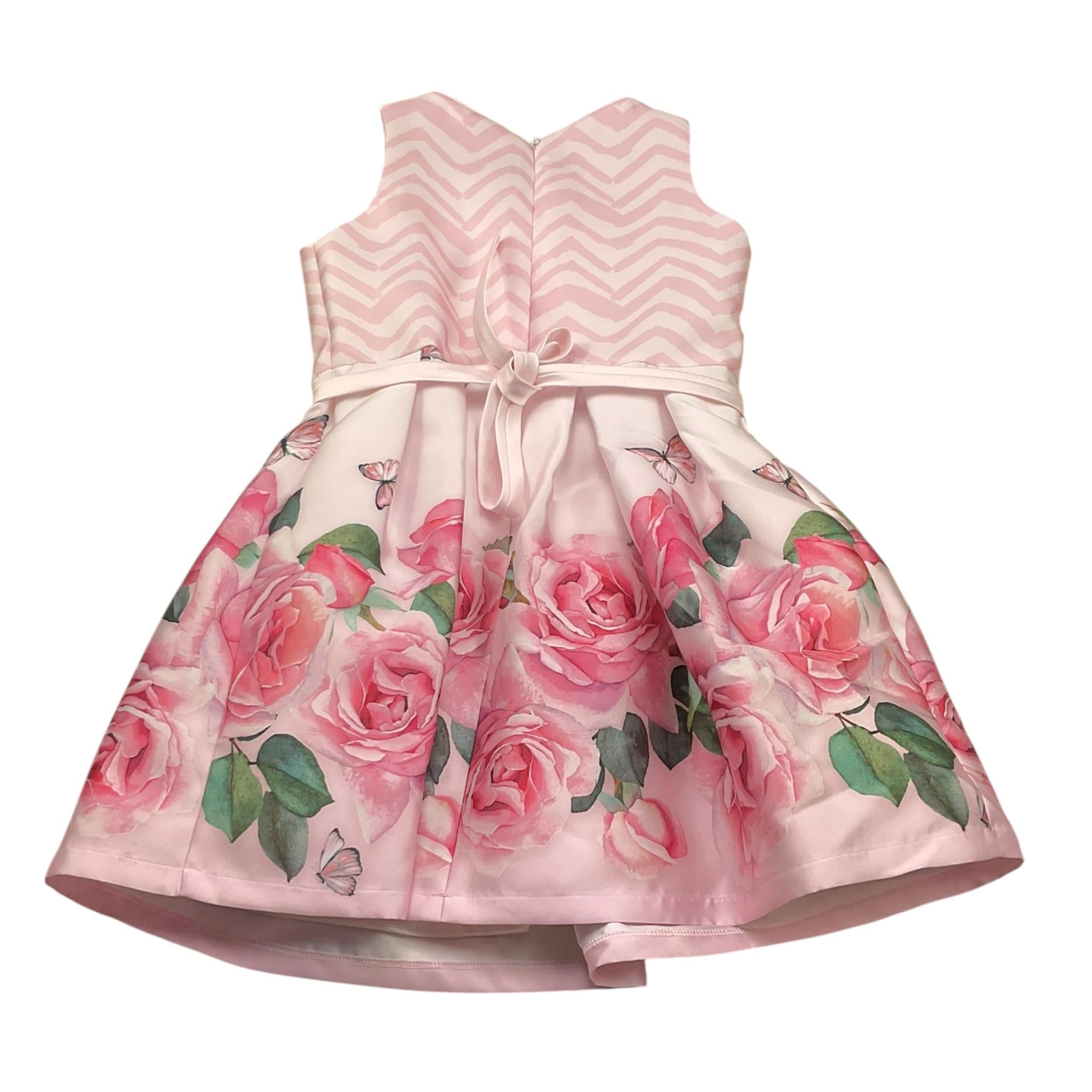 Loredana Abito Tinta Unita con Fantasia Fiori per Bambina P0101173 ROSA LOREDANA 