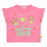 Billieblush – Einfarbiges T-Shirt mit Rundhalsausschnitt, Glitzer und rosa Aufdruck für Baby-Mädchen