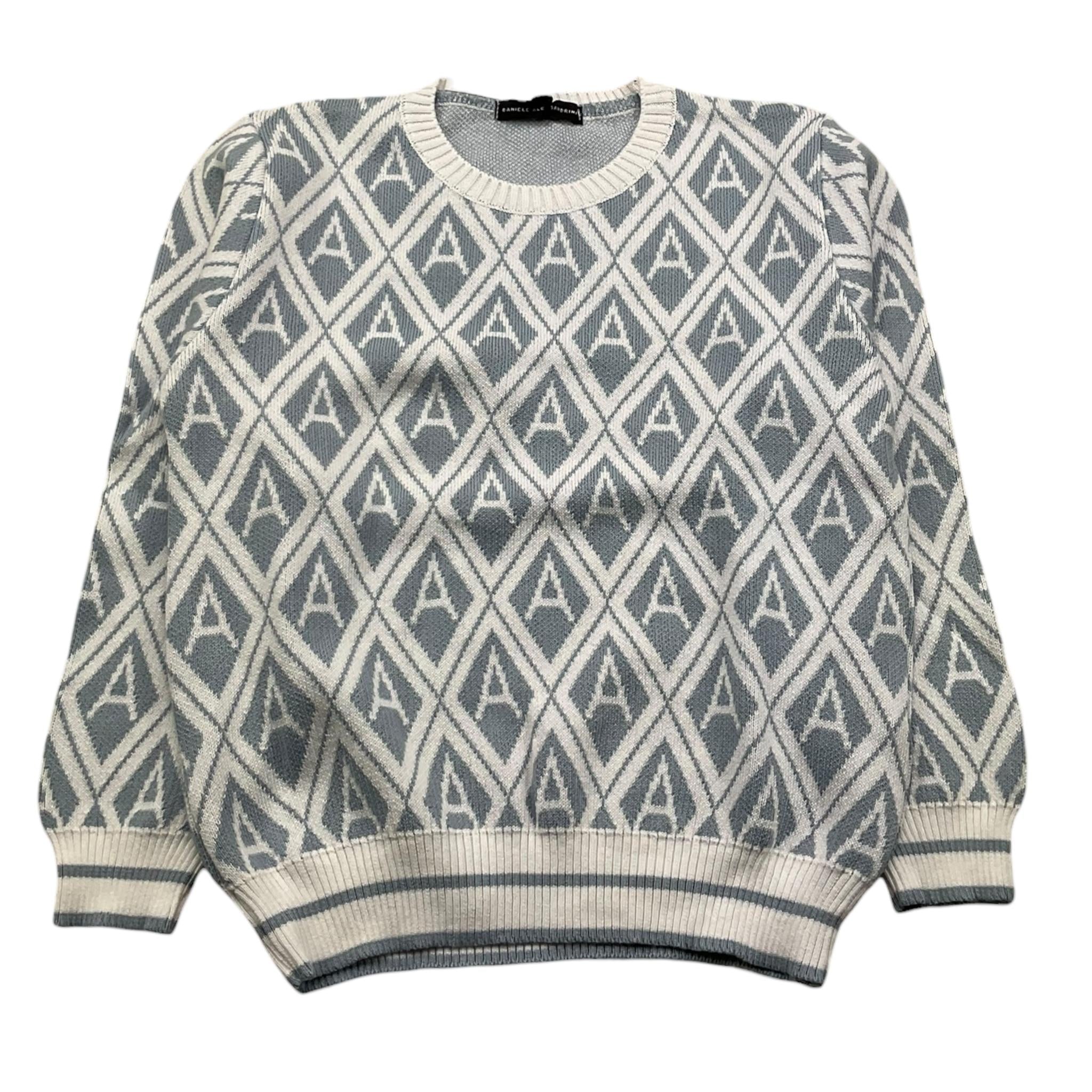 DANIELE ALESSANDRINI maglia girocollo tinta unita con fantasia rombi Bianco per Bambino 1291W00047XX BIANCO DANIELE ALESSANDRINI 