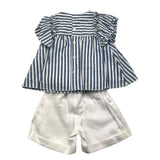 Barcellino Komplett 2-teiliges Shirt-Shorts Weiß/Blau für Baby-Mädchen