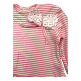 Please Einfarbiges Kleid mit Streifenmuster Langarm Weiß für Baby Mädchen
