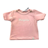 Bamboom+Babies Einfarbiges T-Shirt mit Rundhalsausschnitt und rosa Aufdruck für Babys