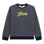 GUESS felpa chiusa girocollo tinta unita con stampe Blu per Bambino N4YQ22KA6R3 BLU GUESS 