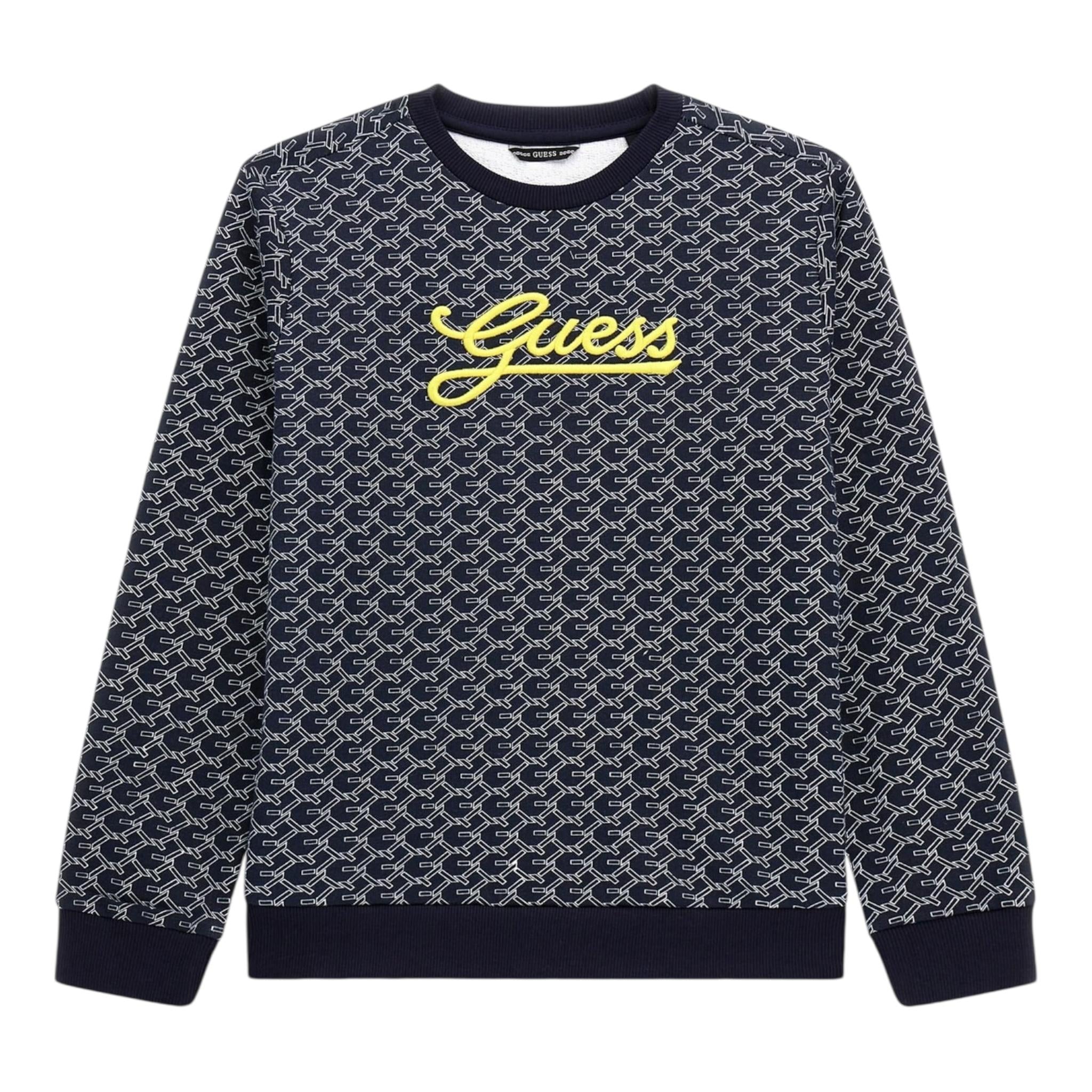 GUESS felpa chiusa girocollo tinta unita con stampe Blu per Bambino N4YQ22KA6R3 BLU GUESS 