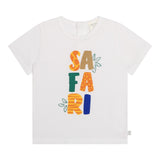 Carre'Ment Beau T-Shirt Rundhals Einfarbig mit Kontrastdruck Weiß Für Neugeborene