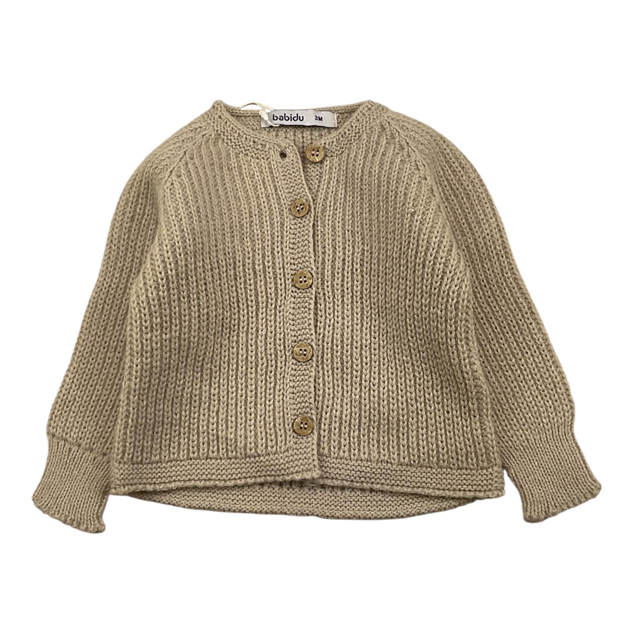 BABIDU cardigan tinta unita con bottoni in contrasto Beige per Neonato 60682 BEIGE BABIDU 