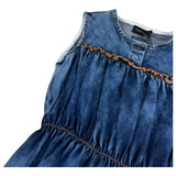Monnalisa Abito Giromanica Tinta Unita In Denim per Bambina 495904 BLU MONNALISA 