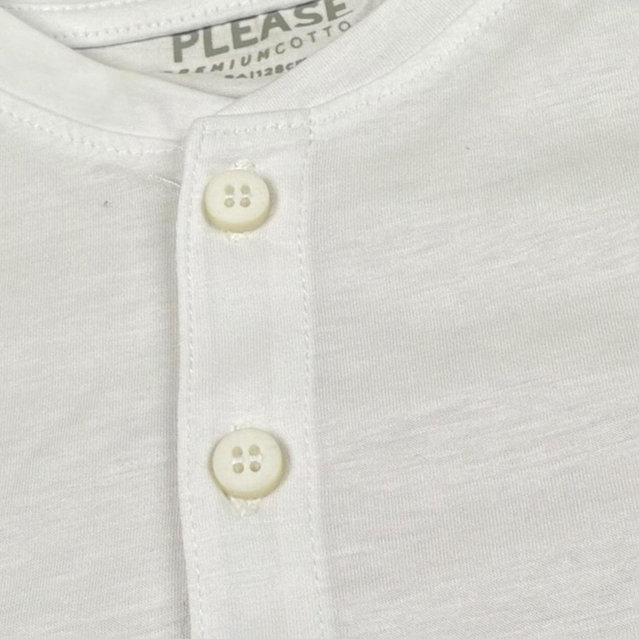 Please T-Shirt Tinta Unita con Bottoni per Bambino ME03030B72 BIANCO PLEASE 