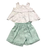 Barcellino Komplett 2-teiliges Shirt-Panty Weiß/Aquagrün für Baby Mädchen