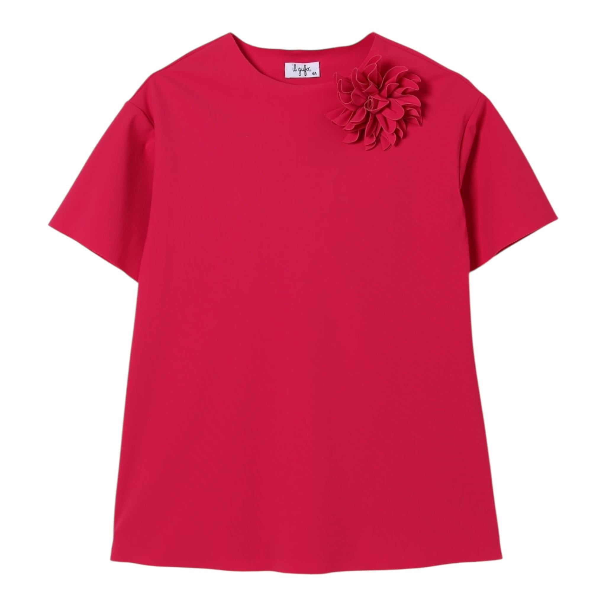 Il Gufo Abito Tinta Unita con Applicazione per Bambina P25VM783N0074 FUXIA IL GUFO 