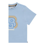 Boss T-Shirt Girocollo Tinta Unita con Logo per Bambino J52108J AZZURRO BOSS 