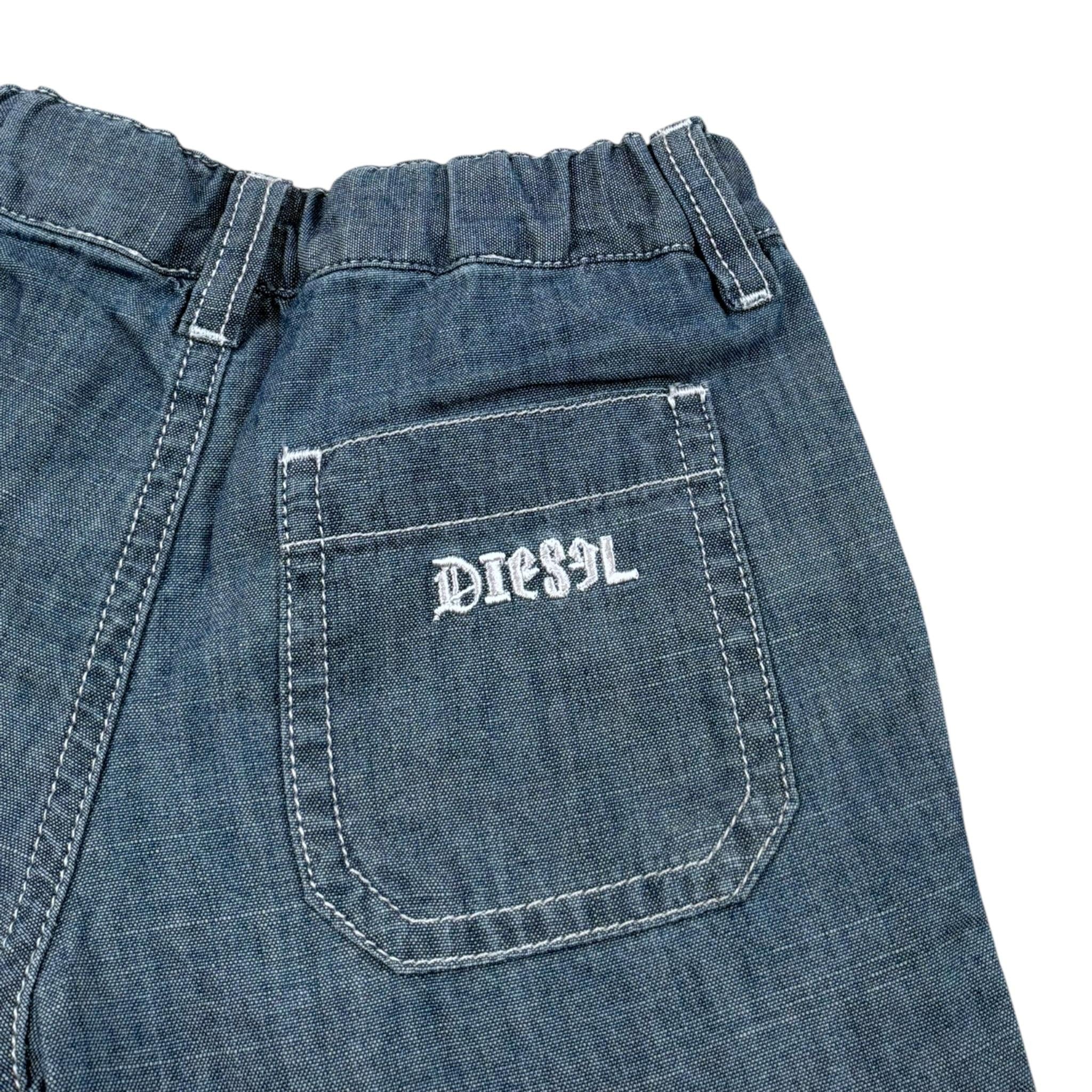 Diesel Bermuda In Denim Tinta Unita con Logo per Neonato K00146 BLU DIESEL 