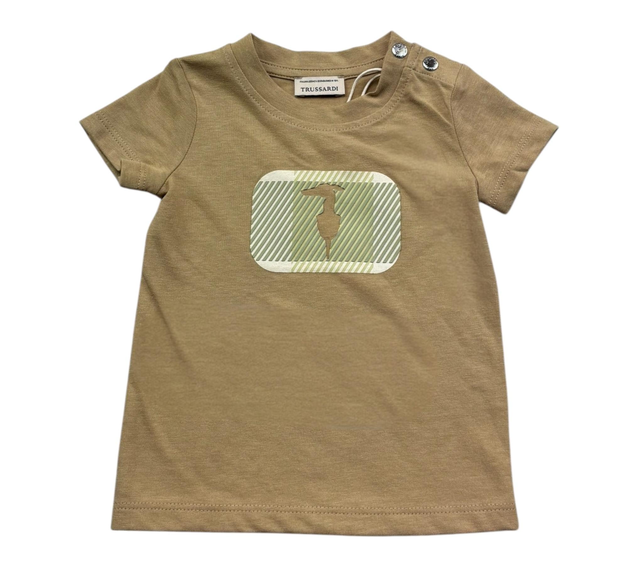 Trussardi T-Shirt Girocollo Tinta Unitacon Stampa per Neonato TIP26072TS BEIGE TRUSSARDI 