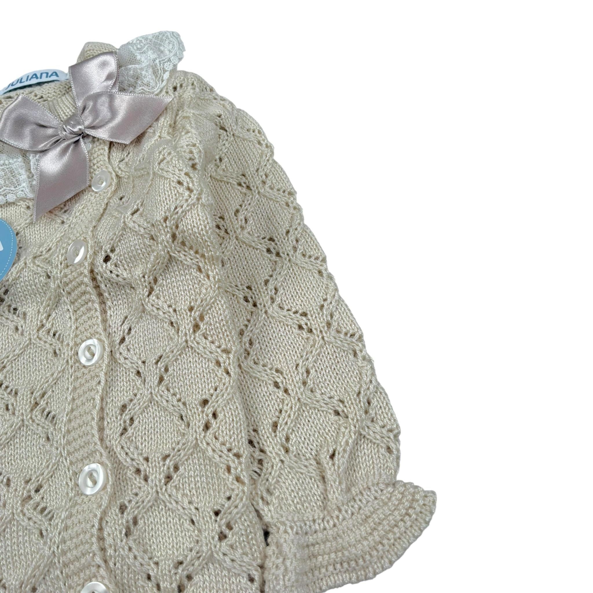Juliana Completo 3 Pezzi Maglia-Ghettina-Cappello Beige per Neonata 25039 BEIGE JULIANA 