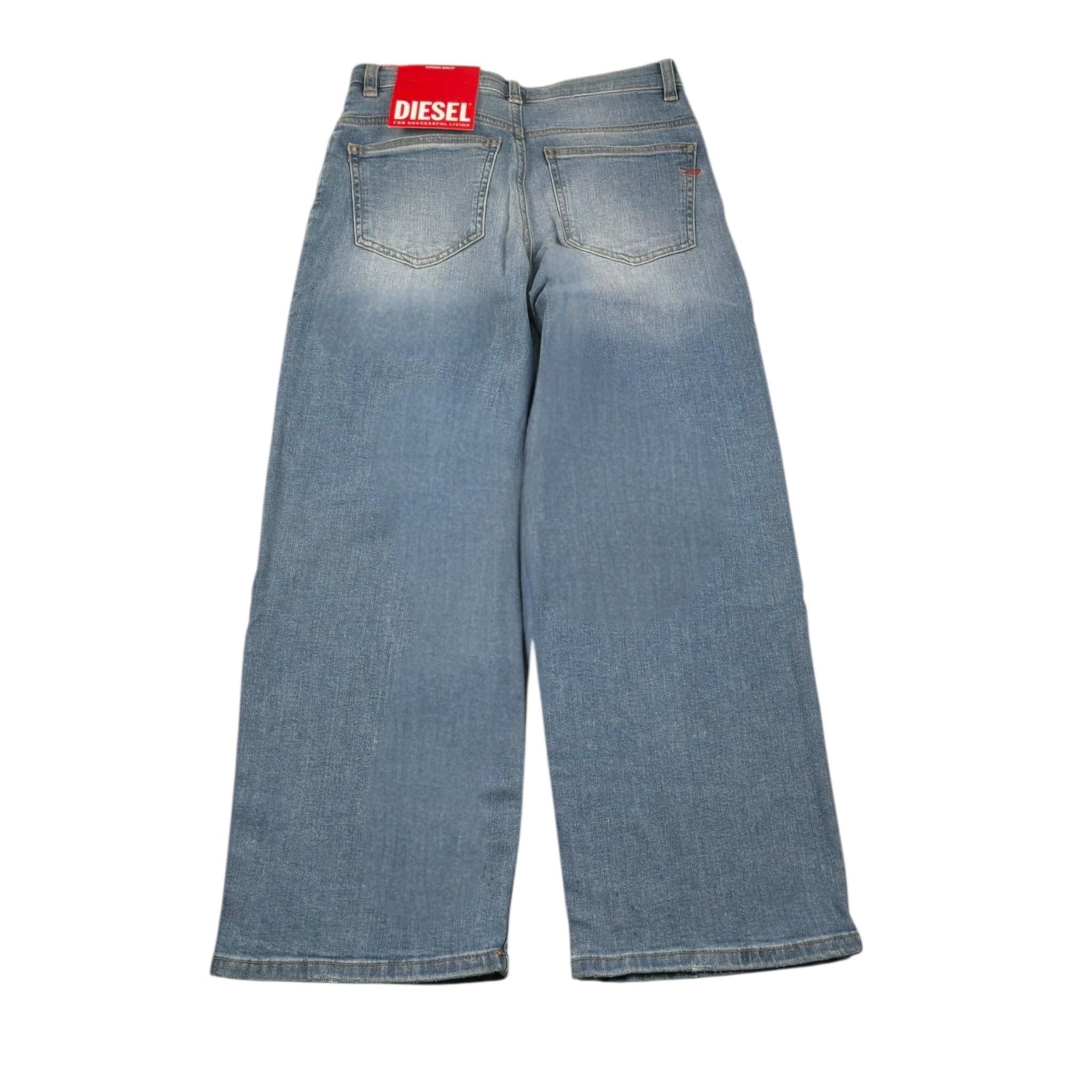 Diesel Jeans Tinta Unita Modello Palazzo per Bambina J00818X AZZURRO DIESEL 