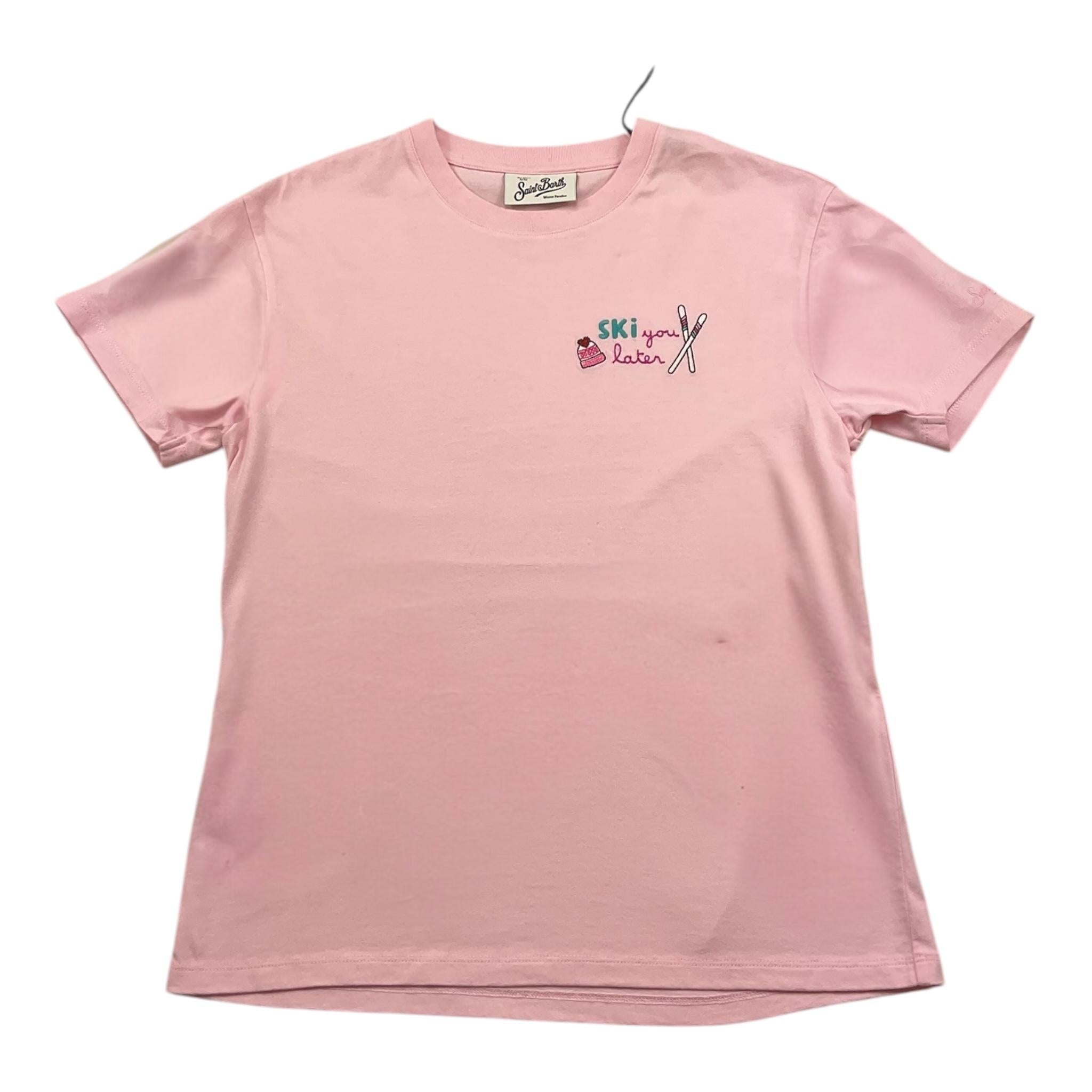 SAINT BARTH t-shirt girocollo tinta unita con stampa Rosa per Bambina SKIYU ROSA SAINT BARTH 