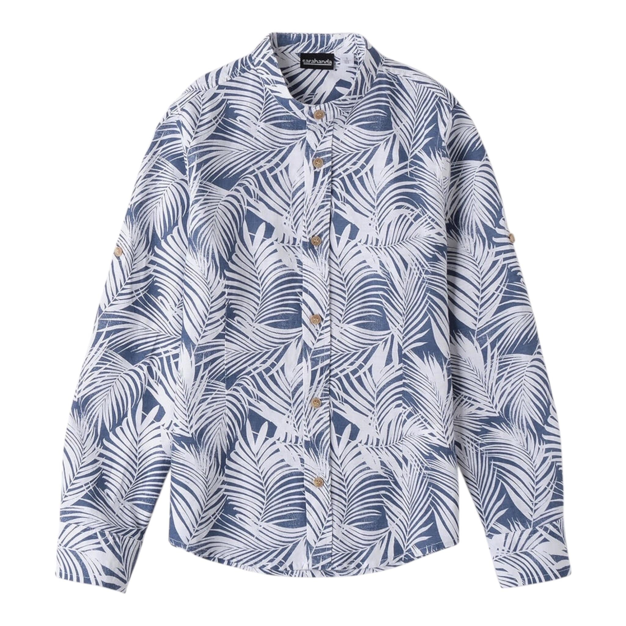 Sarabanda Camicia Manica Lunga Tinta Unita Stampa Fantasia per Bambino 0B722 BLU SARABANDA 