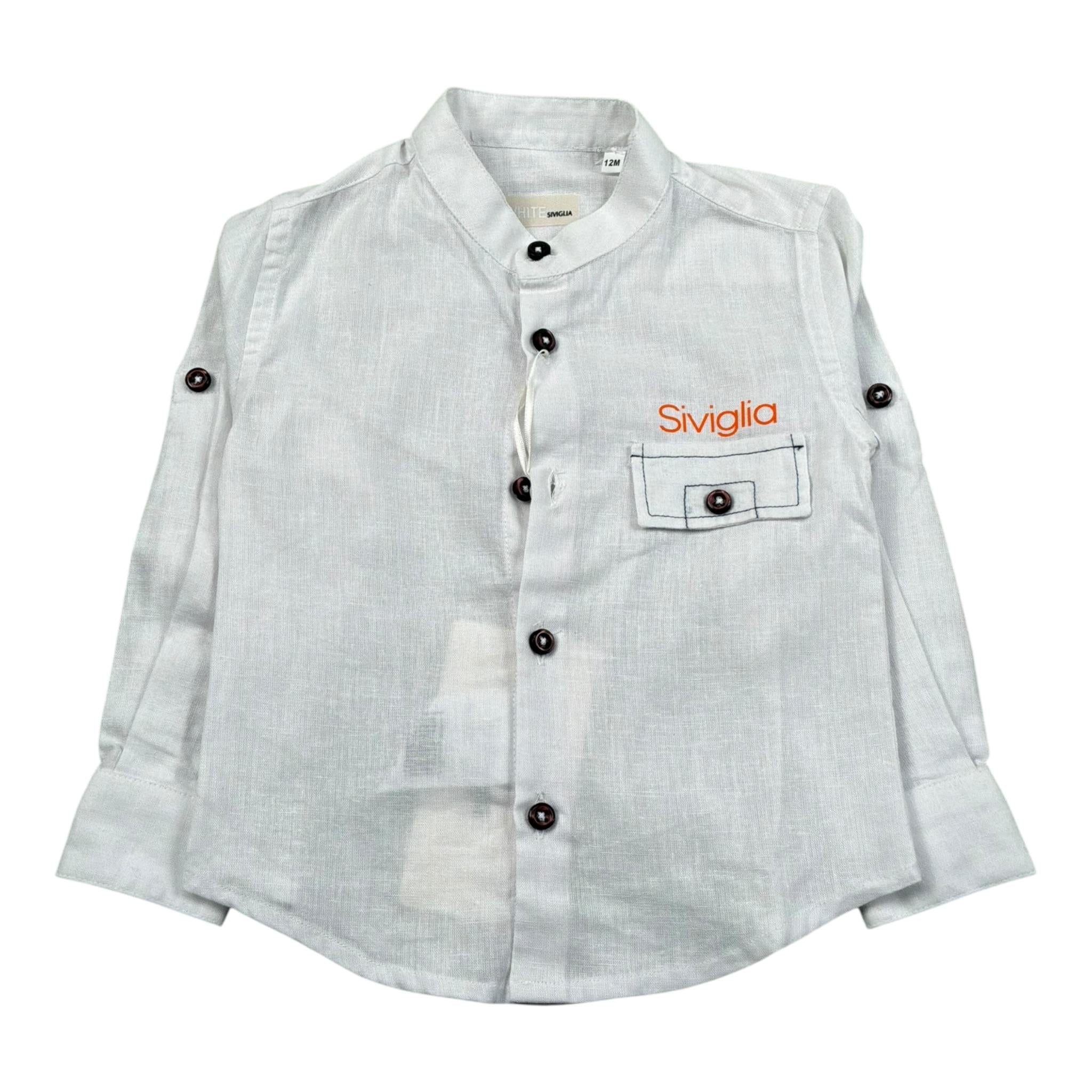 Siviglia Camicia Manica Lunga Tinta Unita con Collo Coreano per Neonato SVNSH17275 BIANCO SIVIGLIA 