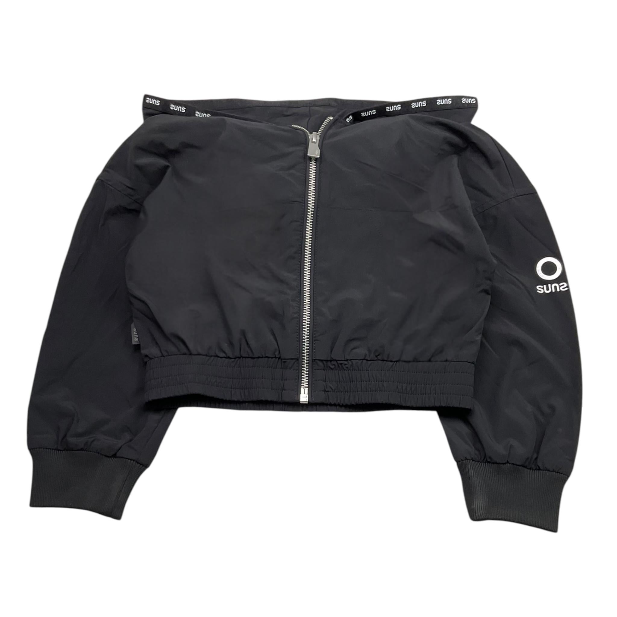 Suns  Felpa Tinta Unita con Zip E Cappuccio per Bambina MFS5109D NERO SUNS 