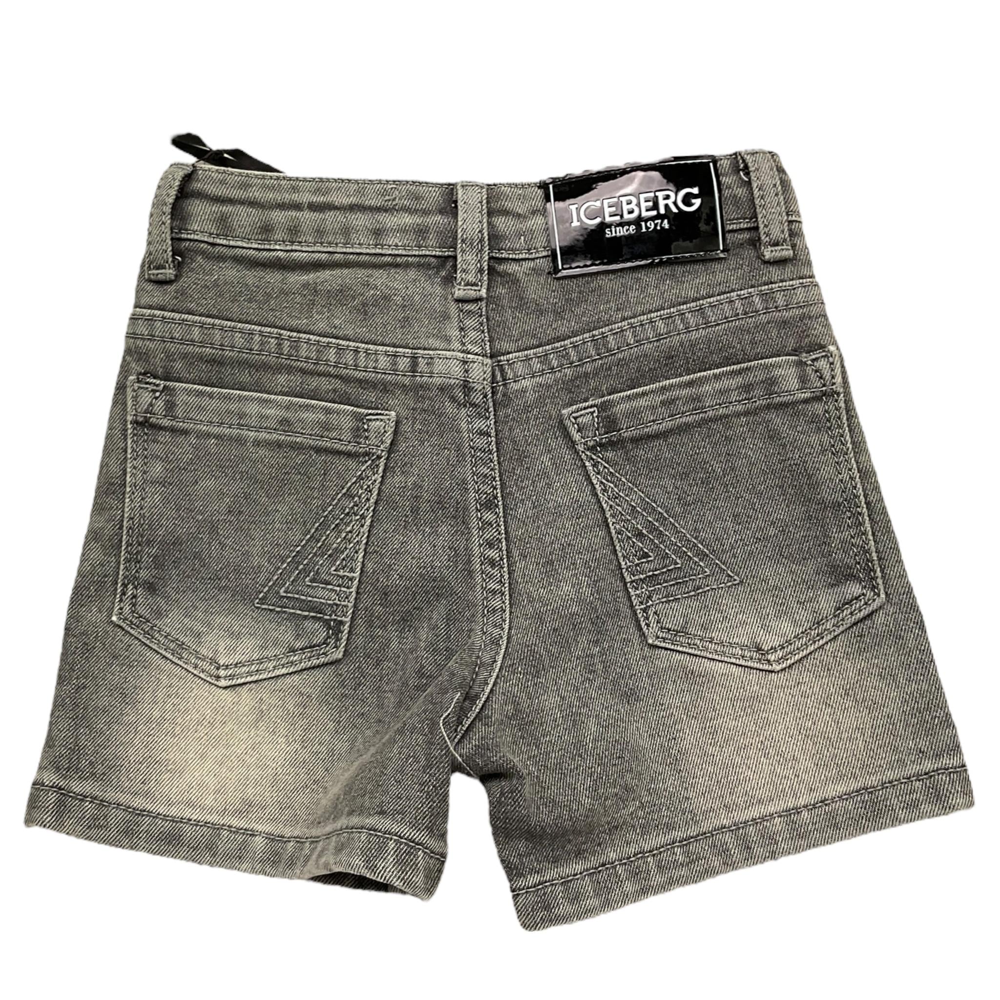 Iceberg Bermuda Tinta Unita In Denim con Girovita Regolabile per Neonato BMICE5108B GRIGIO ICEBERG 