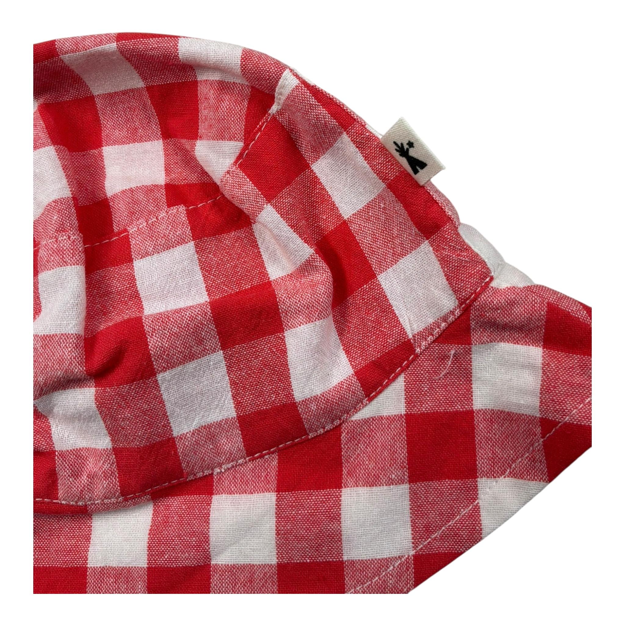 Petit Indi Cappello Bicolore con Stampa A Quadri per Neonata SS25A8911 BIANCO/ROSSO PETIT INDI 