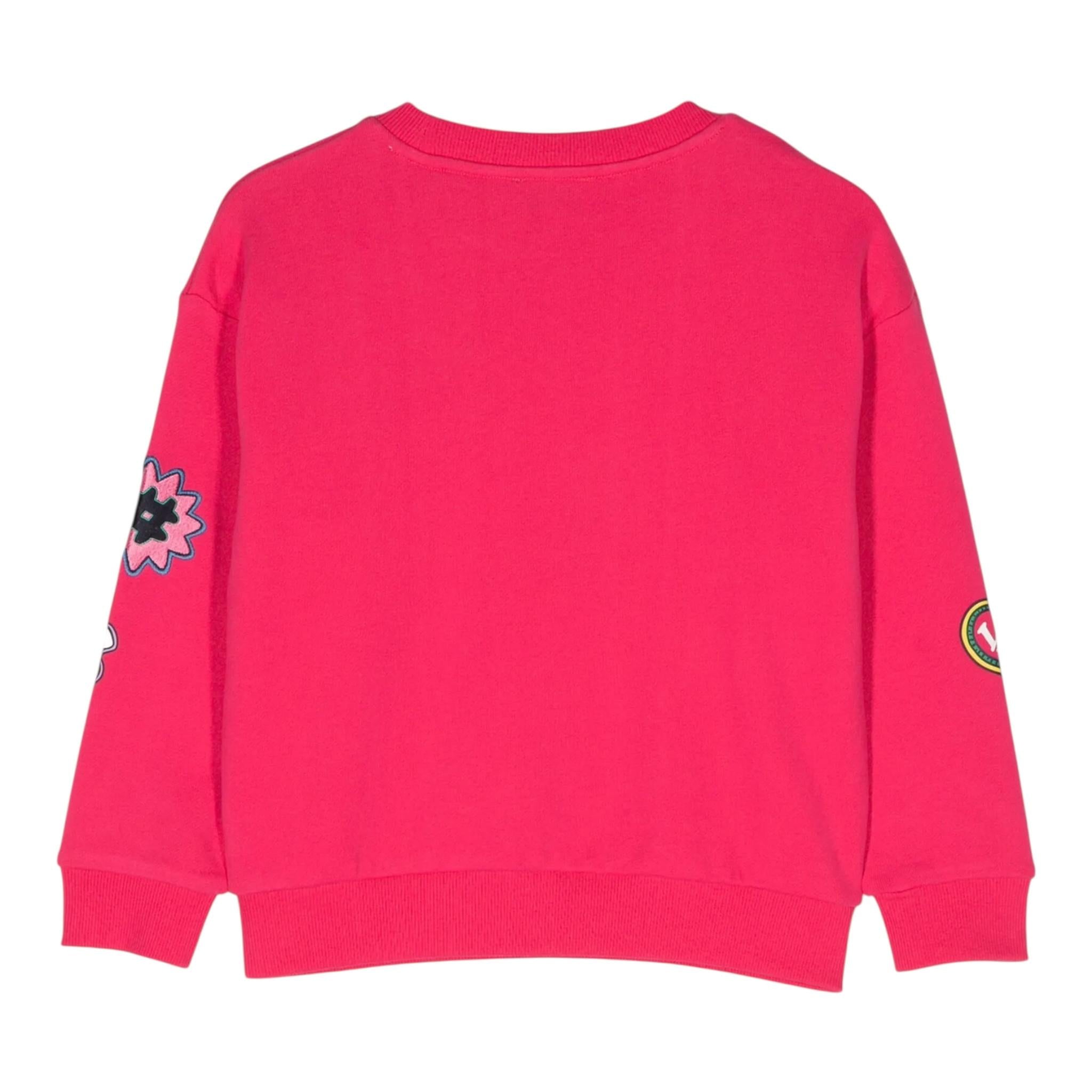 MARC JACOBS felpa chiusa girocollo tinta unita con stampe in contrasto Fuxia per Bambina W15685 FUXIA MARC JACOBS 