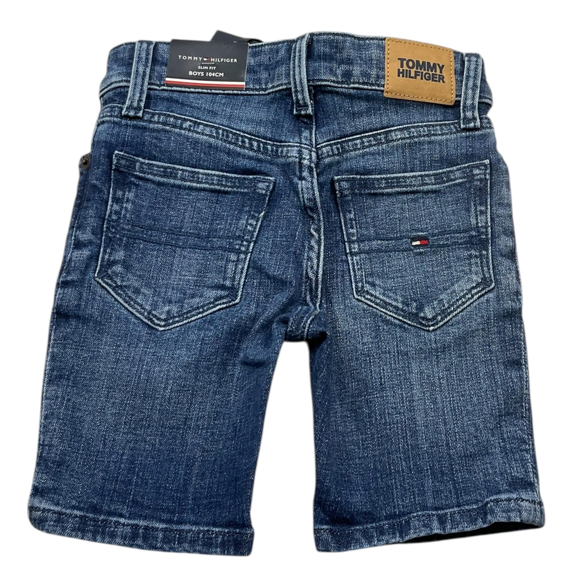 Tommy Hilfiger Bermuda In Denim Tinta Unita con Girovita Regolabile per Bambino KB0KB08133 BLU TOMMY HILFIGER 
