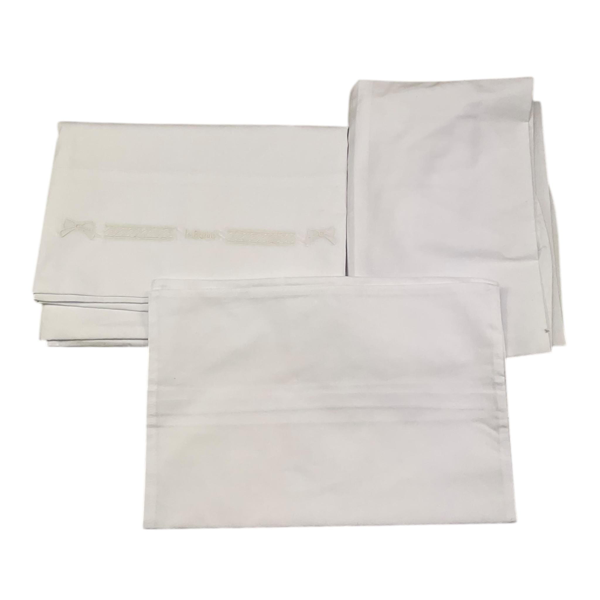LE BEBE' set 3 pezzi lenzuola tinta unita cn ricami Bianco per Neonata LBG5966 BIANCO LE BEBE' 